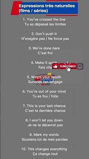 Voici 10 Expressions très naturelles (films / séries) #english #apprends