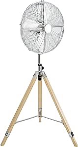Simple Deluxe Retro Tripod Fan, Home Air Circulation Nostalgic Vertical Fan, 3 Speeds, Adjustable Height, Silver-16 Inch, 16 Inch
