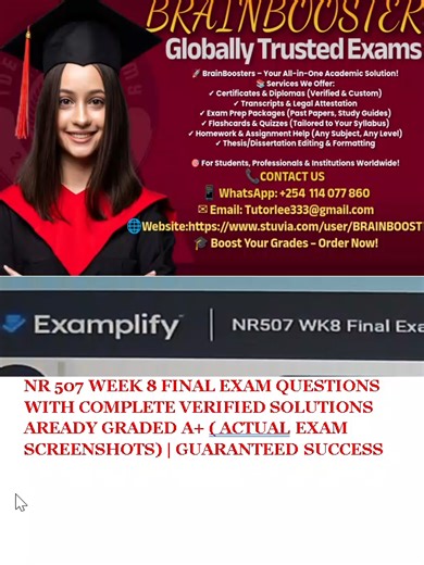 NR 507 WEEK 8 FINAL EXAM QUESTIONS WITH COMPLETE VERIFIED SOLUTIONS AREADY GRADED A ( ACTUAL EXAM SCREENSHOTS) | GUARANTEED SUCCESS NEED THIS EXAM OR MORE EXAMS HELP? 🤔 I GOT YOU! ✅ Instant Access & Download ✅ Accurate for Your Course ✅ Homework & Assignment Help ✅ Proctored Exam Support 📩 Email: tutorlee333@gmail.com 📲 WhatsApp: 254 748163893 🌐 FULL CATALOG HERE (Copy Link): 👉 Payhip: https://payhip.com/TESTBANKSHUB 👉 Stuvia: https://www.stuvia.com/en-us/user/BRAINBOOSTERS