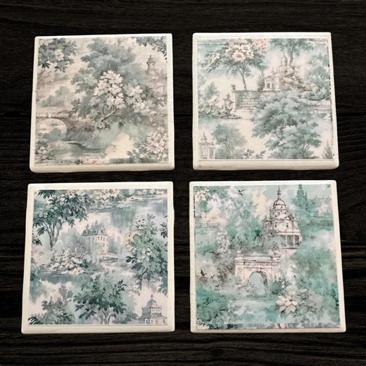 Toile De Jouy Ceramic Tile Set| Romantic Garden Architecture | Antique Scenic Art Tile - Etsy