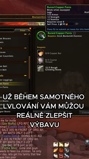 Rychlý Fakt #3: Ve WoW Forever má crafting smysl od začátku.