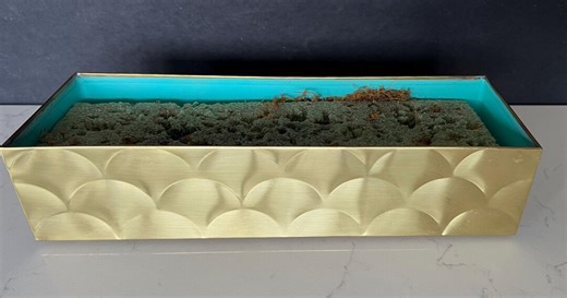 Vintage MCM Brass Rectangle Planter Box – Turquoise Enamel Interior – Bump Feet – Chicago - Etsy