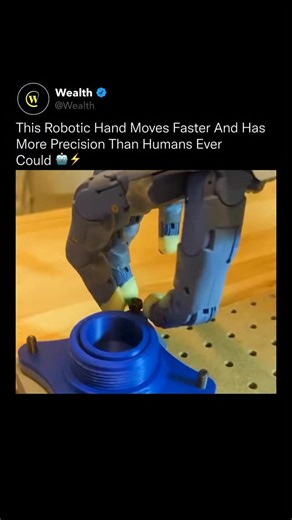 Wealth on Instagram: "Human reaction time isn’t even part of the equation anymore. 🤯🦾 This robotic hand operates on millisecond-level response loops, adjusting force, torque, and motion in real time. Each finger uses embedded sensors to measure resistance instantly, allowing screws to be tightened to exact specifications without hesitation or error. Unlike human hands, the motors can accelerate, stop, and correct instantly, making repetitive assembly faster, more consistent, and far more preci