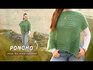 Crochet Poncho Tutorial for Beginners | Made From One Rectangle!