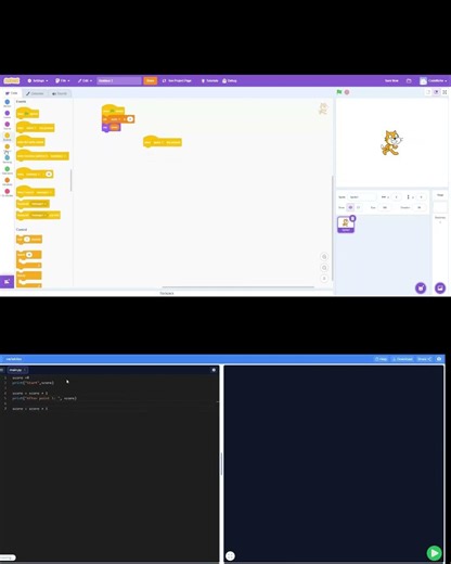 How to create variable in scratch and python. #codeblocks #programming #python #pythontutorial