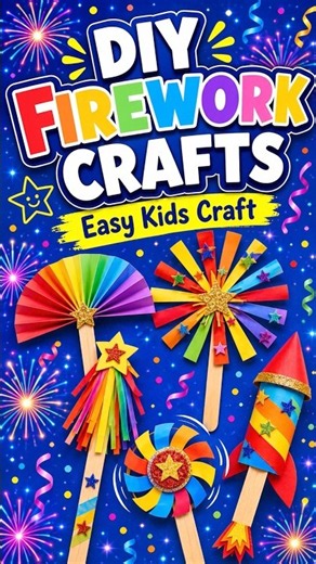 DIY Firework Wand Craft for Kids | Wooden Stick & Paper Starburst #Kids #Crafts #DIY #Fun