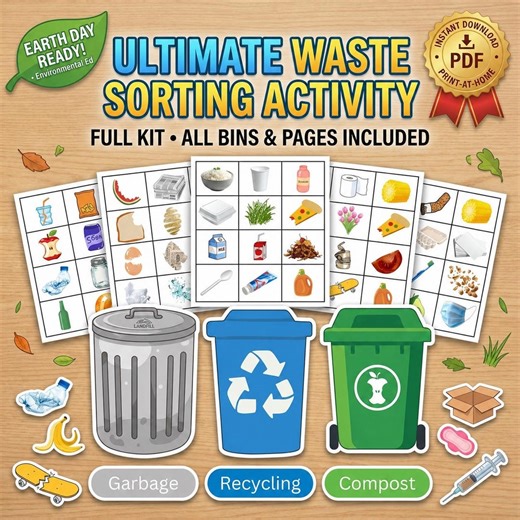 Waste Sorting Activity Printable | Montessori Recycling Game (PDF Download) - Etsy