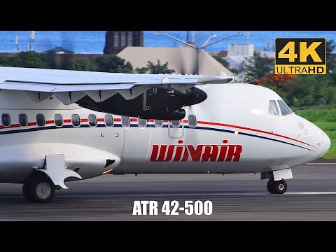 WINAIR's New ATR 42-500 Arriving In St. Kitts For The First Time !!