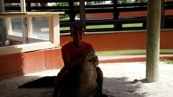 Alligator wrestling behind the scenes with a new nemesis