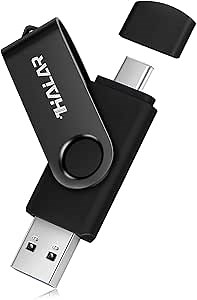 Thkailar 64GB Type C 3.1 USB Flash Drive-2 in 1 Thumb Drive with USB A and Type C Port-Compatible with Mac Pro/Laptops/PC Transfer Data(Black)