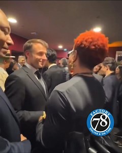 4.1K views · 133 reactions | French President Emmanuel Macron and Burna Boy's mom: the ultimate manager of all time! Last night in Paris 轢 #BurnaBoy #Paris #afrobeats #factory78 #GalaDesPiecesJaunes #Namix #EmmanuelMacron #ODG #Afrobeats | Factory78 - Breaking Entertainment News | Facebook