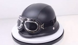 Vintage German Motorcycle Half Helmet, Motorcycle Helmet with Goggles，DOT Approved Adult Men Women Retro Open Face Helmet, for Scooter Moped Street Motorbike Bicycle