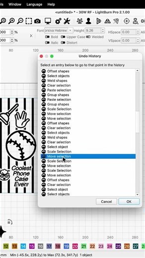 New in 2.1: Undo History Window #lasercutting #laserengraving #digitalfabrication