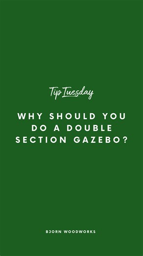 Why should you do a double section Gazebo? Because we recommend putting a post every 12 feet to keep your structure from sagging. What other questions do you have? #bjorntipstuesday ******* With our brackets you can DIY fully customizable, modular structures like pergolas, outdoor kitchens, and patio furnishings. Bring your life outside with an outdoor living space built by YOU. #organicmodern #modernhome #homeinspo #patio #patiodesign #diy #diyprojects #pergola #pergolakits #landscapedesign #ou