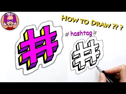 How to Draw a Hashtag (3D Symbol) Easy Lesson