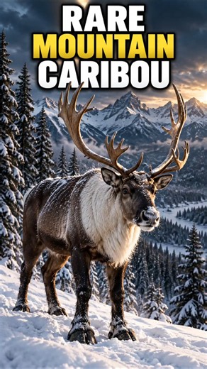 This Rare Caribou Walks on Snowshoes! 🦌❄️ #shorts #wildlife #WildlifeCreature #caribou #viral