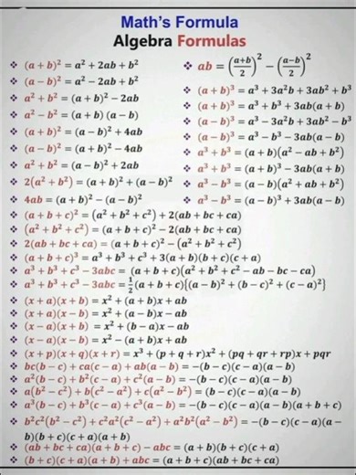 🔥Top important math formulas you must know !! fast revison !! 50+ important math formulas 2026 !!