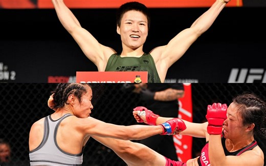 Video: Zhang Weili's instant cage-side reaction to Shi Ming knocking the lights out of Feng Xiaocan at UFC Macau