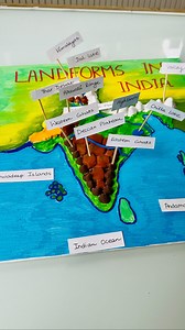 #save Landforms in India Made this twice .Once with my little one for school and again for the gram. 🎨 Turning a canvas into a colorful map of India’s landforms! 🎨We used easy air-dry clay from the stationery store and acrylic pens for sharing and labeling. 🤚 A hands-on way to learn geography while having fun! 🖊️ Here’s what we created: 🌊 Indian Ocean: The third-largest ocean, bordering India’s south. 🏝️ Andaman and Nicobar Islands: Tropical islands with rich forests and beaches. 🏝️ Laksh