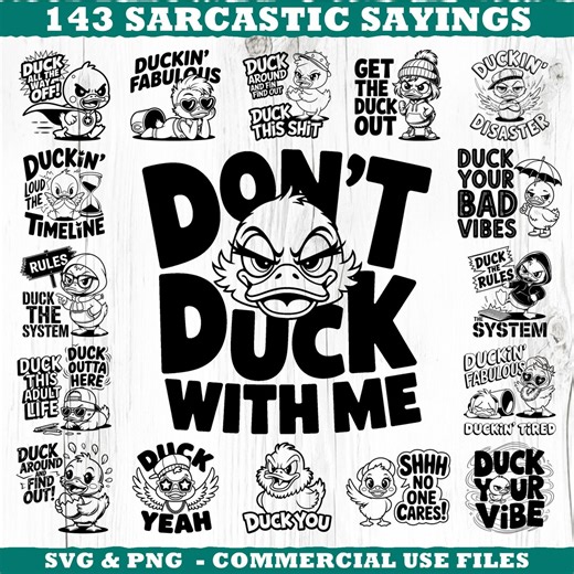 Funny Chibi Duck Sarcastic Sayings Svg & Png Bundle for Cricut and Laser Engrave Instant Downloads - Etsy