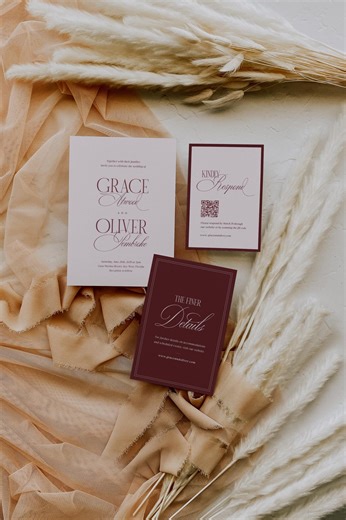 Burgundy Wedding Invitation Suite, Elegant Script Wedding Invitations, Blush & Wine Printable Invite Set, Editable Template - Etsy Canada