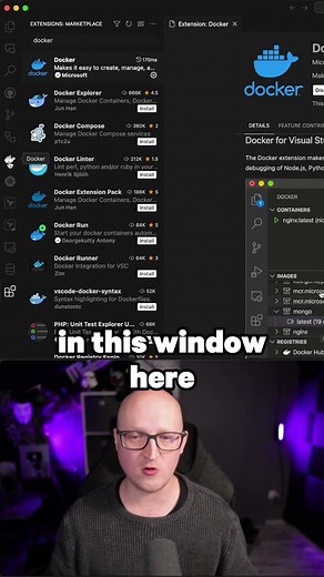 The Docker extension for VSCode is amazing