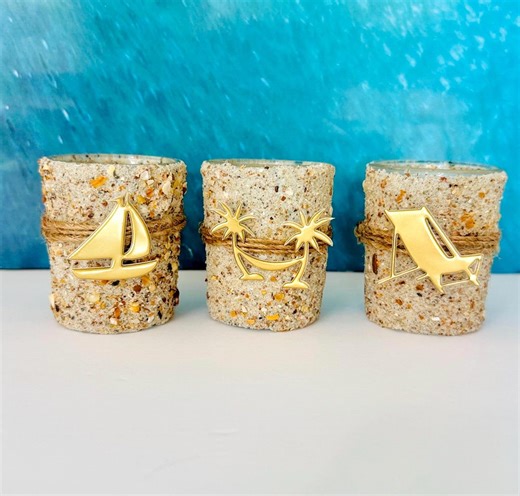 Sand Beach Votive Candles, Coastal Decor, Seashells, Starfish, Nautical Home Fragrance - Etsy