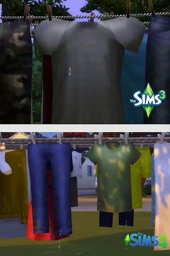 Clothesline - Sims 3 vs Sims 4