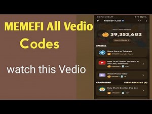 Memefi all vedio codes| memefi vedio verification codes