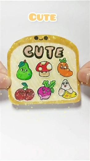 diy cute food stickers 🍐🍄🥕 #paperstickers #diy #crafts #shorts