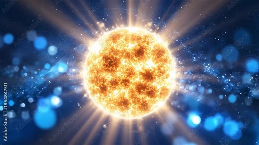 Bright Star Exploding in Deep Space with Cosmic Dust and Light Particles.