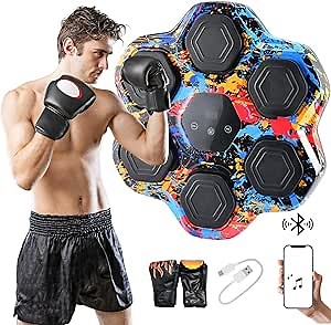 Musical Boxing Machine with Gloves, Wall Mounted, Bluetooth Smart Trainer, Electronic Home Gym Equipment. Wireless Musical Boxing Machine