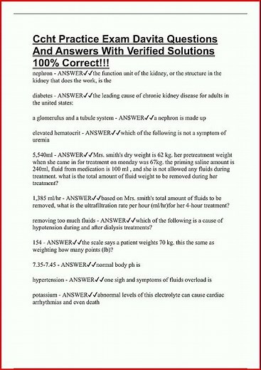 Ccht Practice Exam Davita Questions And Answers With Verifieupdate video