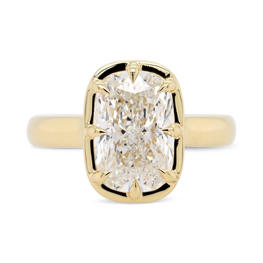 3.11ct Collet Elongated Cushion Lab Grown Diamond Engagement Ring