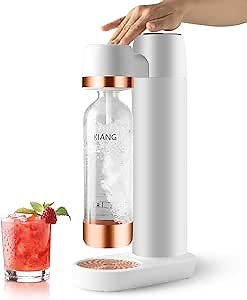 Stainless Soda Maker Sparkling Water Machine - KIANG Drinking Bottles for Sports (Stainless Steel-Rose Gold), 5.3*4.9*16.7 Inches, White