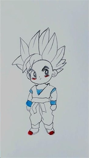 Chibi Goku Drawing ✏️🔥 | Easy Anime Sketch #shortsfeed