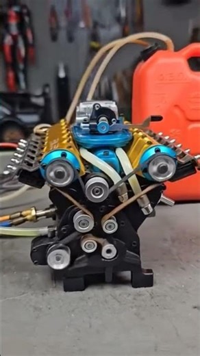 mini engine v8 As realistic type in running condition
