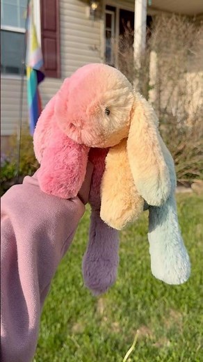 My completed rainbow smudge bunny jellycat 🌈🐰 #jellycat #rainbow #bunny #customized #diy