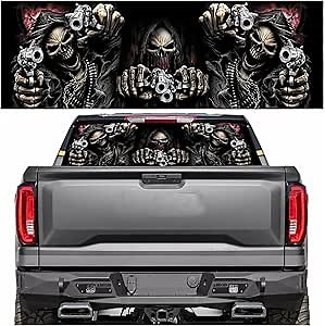 Personalise Skull Rear Window Decals for Trucks Suvs Universal Size 65"X22" High-Definition Print Graphic Truck Window Decals