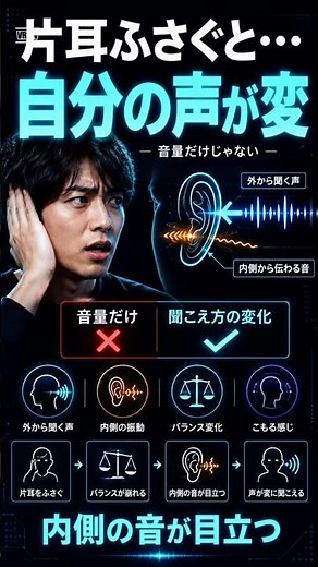 「片耳ふさぐと、自分の声が変に聞こえる理由。」 #雑学