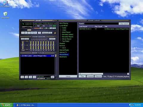 DJ Mike Llama - Llama Whippin' Intro in Winamp in Windows XP