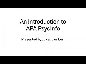 Introduction to APA PsycInfo