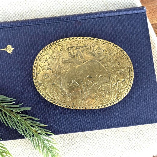 Vintage Rodeo Bronc Rider Belt Buckle, Brass Oval Horse With Cowboy Replacement Accessory, Western Themed Ornate Clothing Accent - Etsy