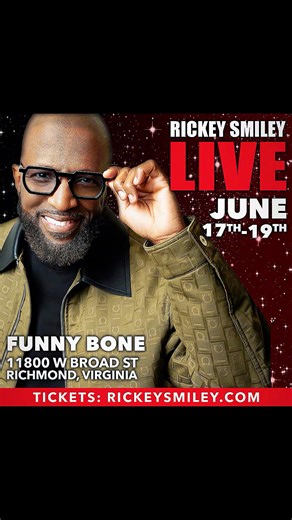 I’m coming to the Funny Bone in #Richmond, #Virginia real soon!!! Tickets: RickeySmiley.com | Rickey Smiley