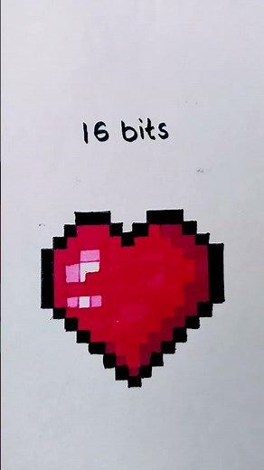 Pixel art drawing heart ❤️ (64 bits -1 bit) #drawing #pixelart #viralshorts