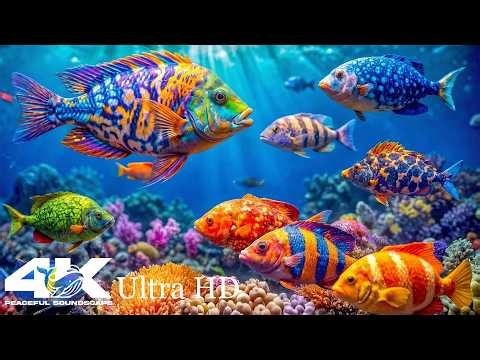 Aquarium 4K Ultra HD - Beautiful Reef Fish And Relaxing Piano Music Help You Fall Asleep Easily