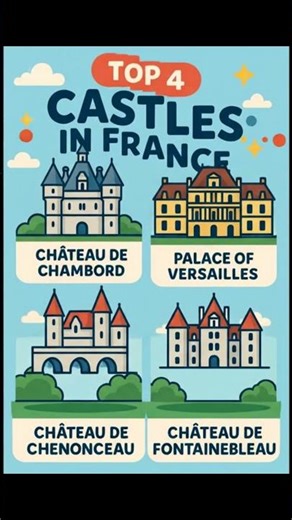 🏰 Top 4 Most Beautiful Castles in France 🇫🇷 | French Royal Heritage #Shorts #FranceTravel #Castles