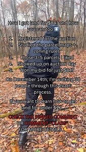 Most people think cheap land is a myth… but I bought mine for $847 at a legal state auction. Here’s exactly how I did it: 1️⃣ Registered for the auction 2️⃣ Studied parcel maps zoning rules 3️⃣ Picked 3–5 solid parcels 4️⃣ Showed up ready on auction day 5️⃣ Won my bid for just $847 On December 14th, I’m walking 30 people through this process step-by-step. If you want to learn how to secure land for under $1K… Check the pinned comment or comment “CLASS” for more details 👇 | Hereafterfarms