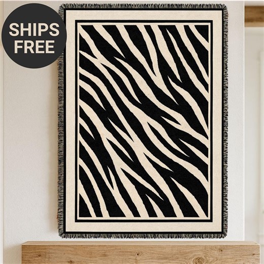 Zebra Stripe Woven Blanket | Animal Print Throw - Etsy