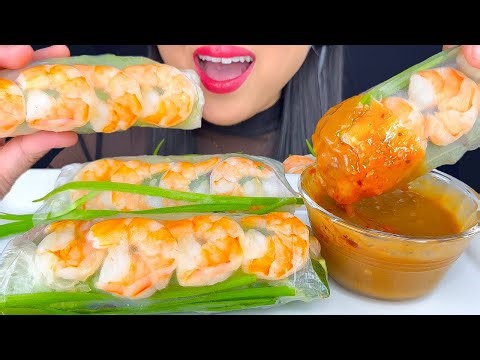 ASMR GIANT SHRIMP SPRING ROLLS